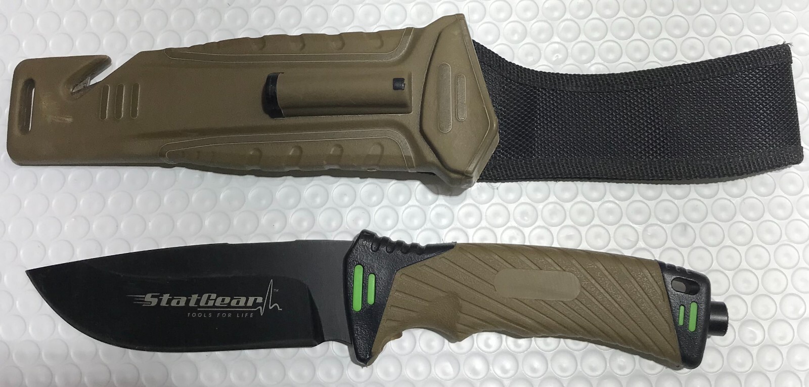 StatGear Surviv-All Hunting Knife – Sheath, Firestarter, Cord Cutter & Sharpener