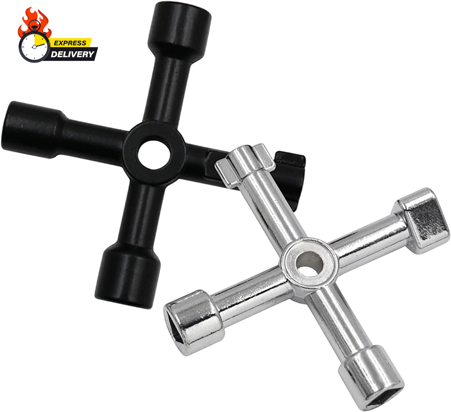 2 Pack Sillcock Key Set, 4 Way Water Key Tool, Multi-Functional Silcock Water Ke
