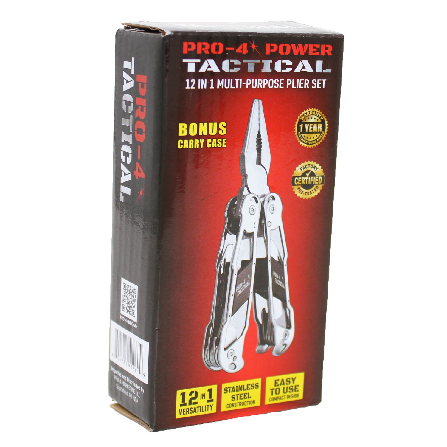 Pro-4 Power Tactical 12-in-1 Multi-Tool Pliers With Bonus Carrying Case