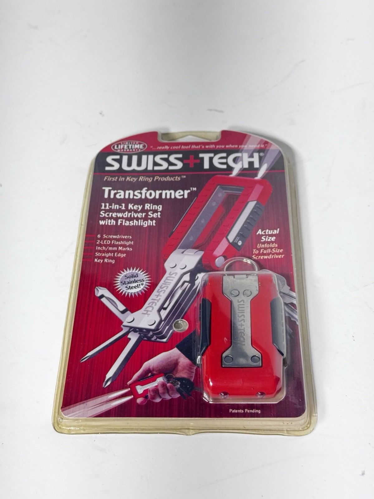 SWISS TECH Transformer 11-in-1 Key Ring Screwdriver Set w/Flashlight New NOS