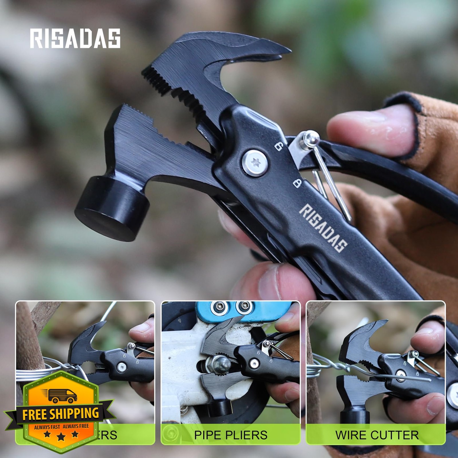 risadas Mens Multitool Hammer Claw Engraved