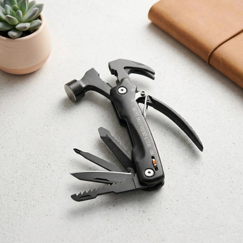 Personalized MULTITOOL HAMMER Pocket Knife Tool Groomsmen Birthday Gift for Him