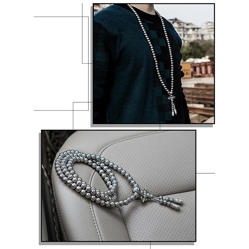 118 Pieces Buddha Beads Necklace Outdoor Kung Fu Bracelet Stainless Steel Whip
