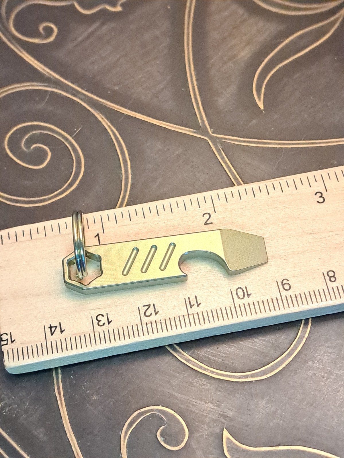 Mini EDC Anodized Gold Titanium Keychain Bottle Opener