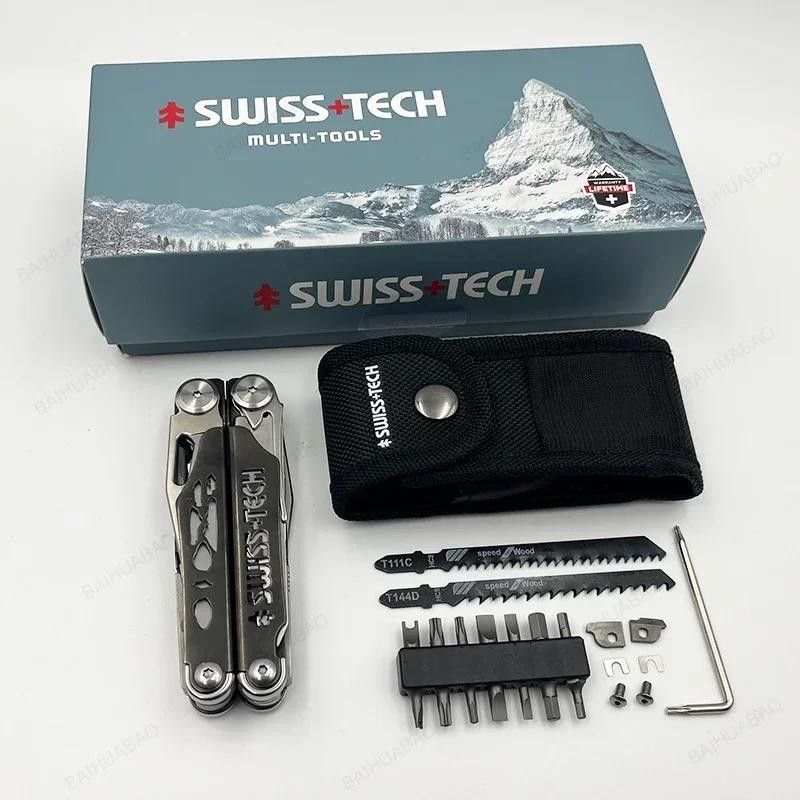 Swiss Tech 37-in-1 Multitool Pliers Folding Edc Scissors Survival Hand Tool