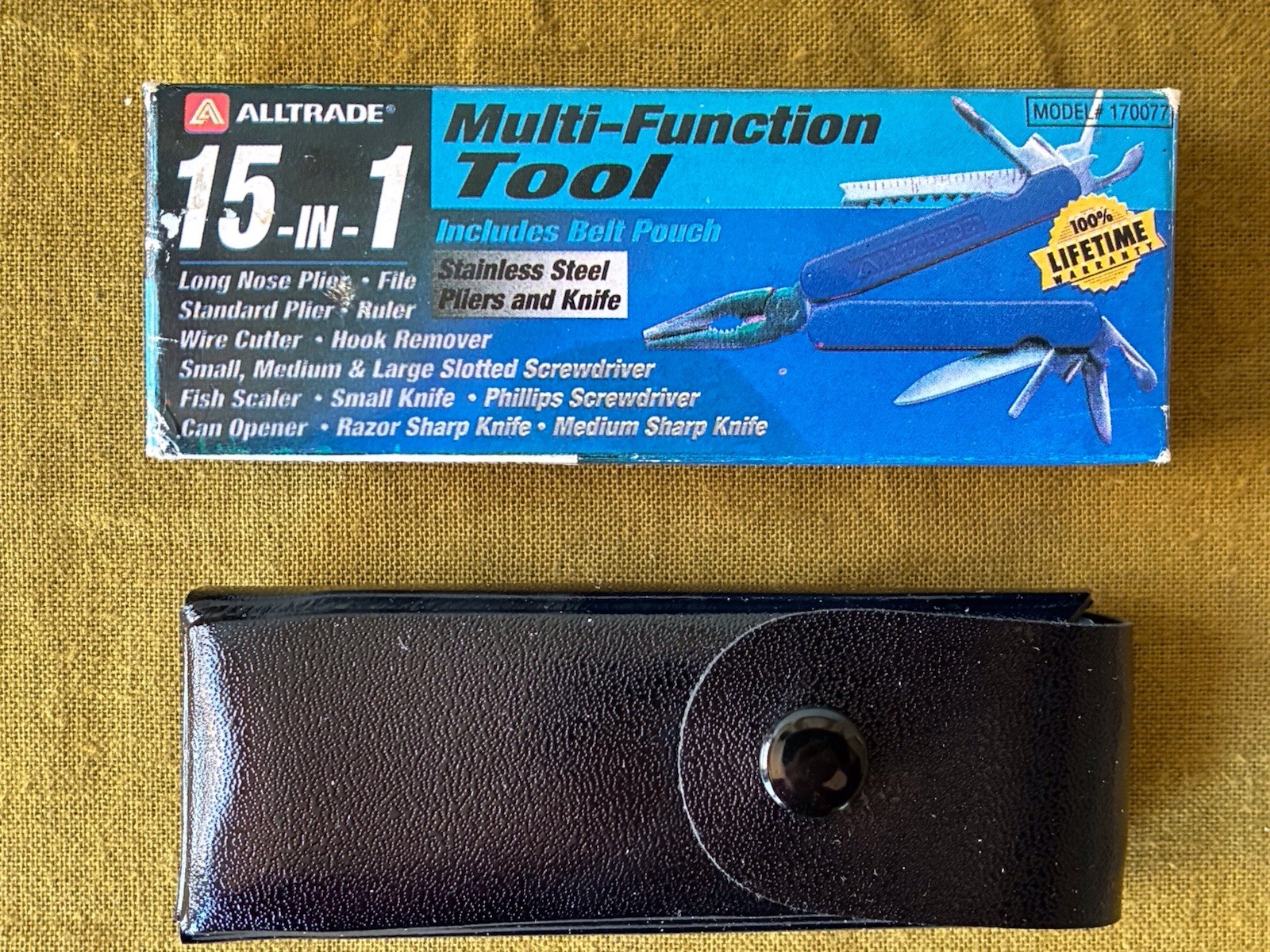 ALLTRADE 15 IN 1 MUTI-TOOL W/ CASE~MODEL # 170077; NEVER USED; NEW IN BOX COND.