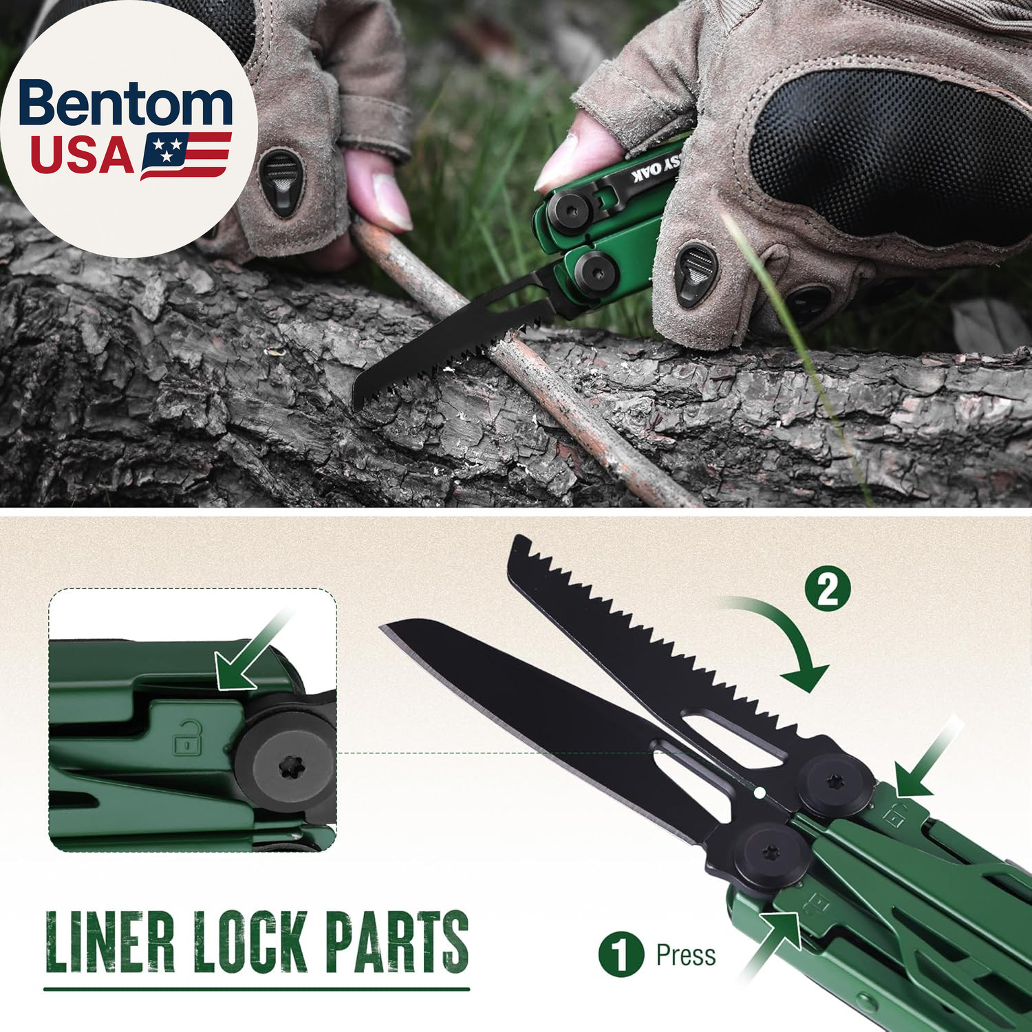 Cnc-Machined Multitool Pliers, 27-In-1 Multi Tool with Pocket Knife, Fire Starte