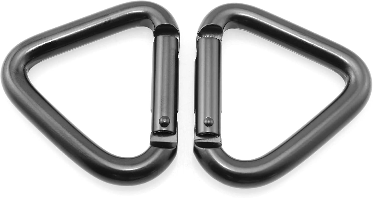 5PCS Black Aluminum Alloy Triangle Keychain Snap Hook Carabiner Outdoor Camping