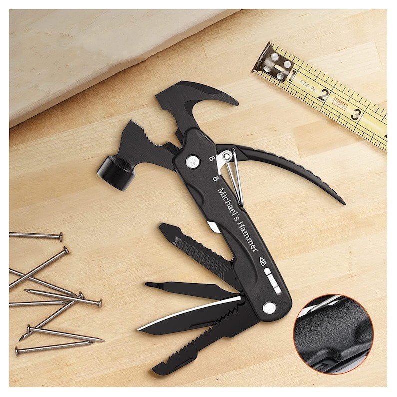 Personalized HAMMER MULTITOOL Pocket Knife Tool Groomsmen Birthday Gift for Him