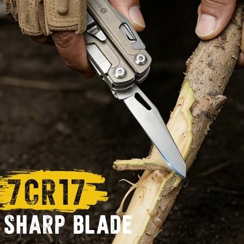 24-in-1 Titanium Multitool Pliers, Ultra-Light EDC Pocket Tool with Sheath, Camp