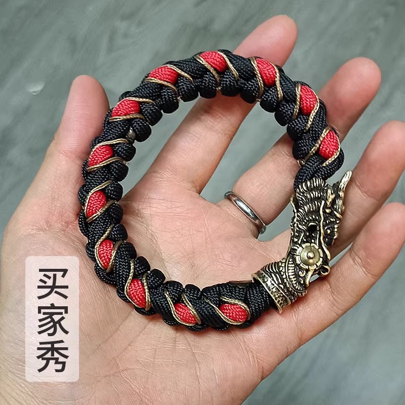 Dragon head bracelet buckle joint snake DIY accessories woven pure brass silver