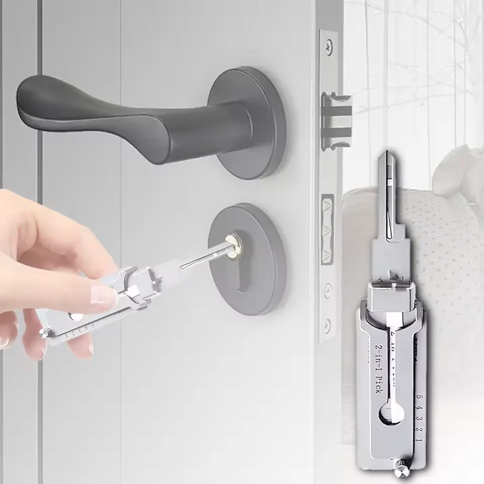 SS001 Stainless Steel Precision Tool 2 In 1 Key Decoder Hook & Pick Set O-ring