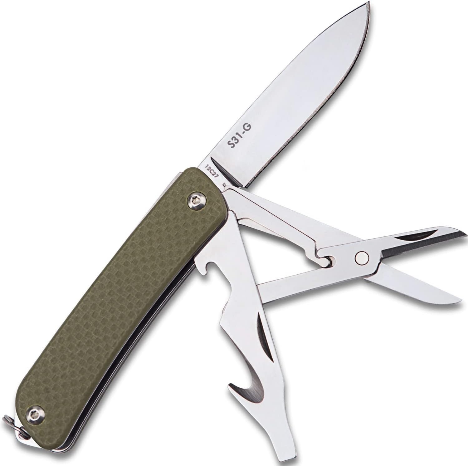 Portable Pocket Knife with 6 Functions Including Scissors and Screwdriver