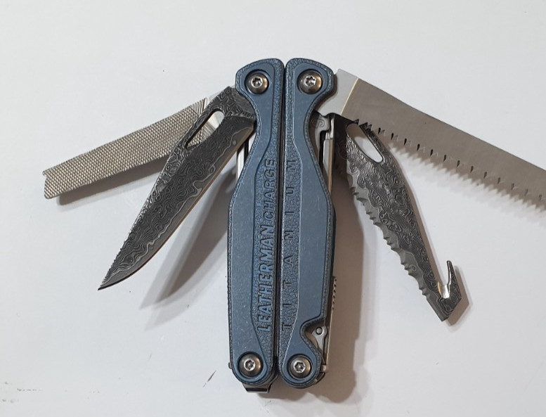 🔥🔥🔥 Leatherman Charge TTI Titanium Damascus Blades NotUsed Very Rare