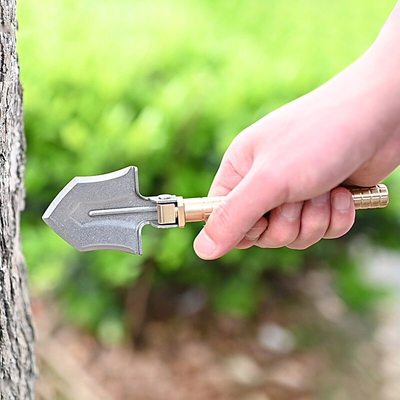 Brass Outdoor Portable Mini Multi EDC Shovel Engineer Digging Gardening Shovel
