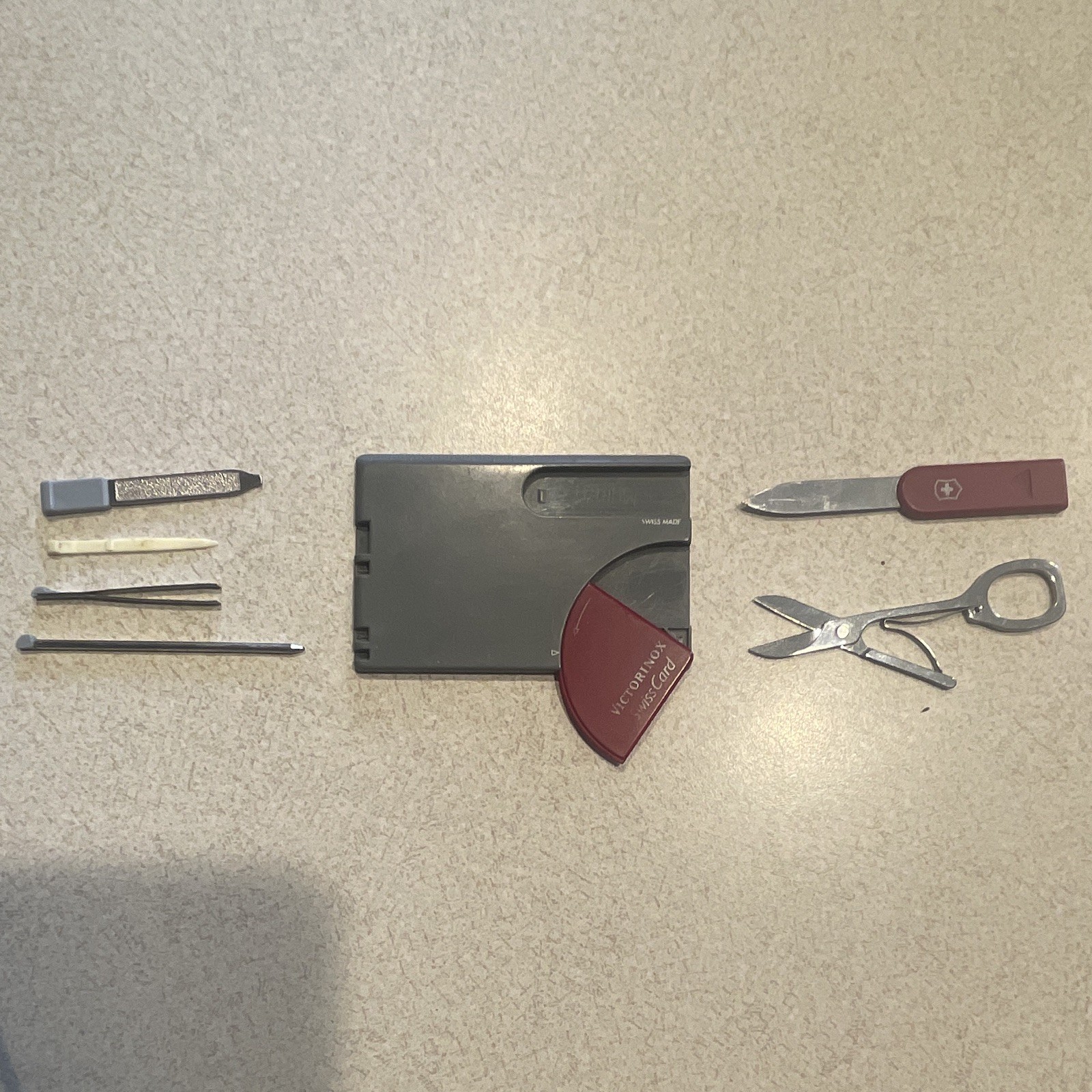 Victorinox SwissCard Gray/Red Multi-Tool 7-in-1 Knife Scissors Ruler