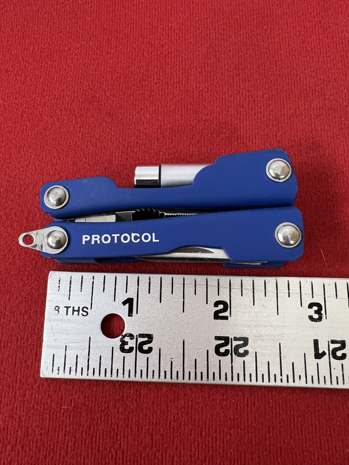 PROTOCOL 8 FUNCTION MINI MULTI TOOL WITH SHEATH – Pliers, Flashlight, Etc. – NOS