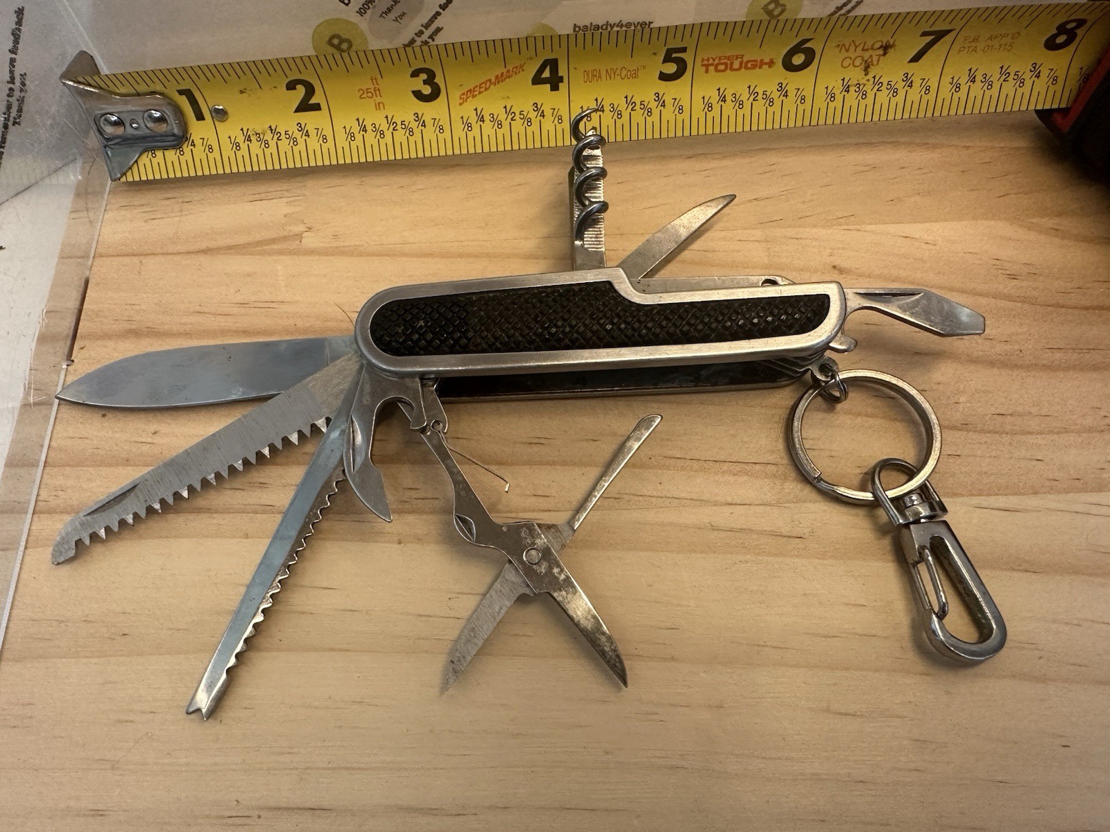 Rubber Handle 11 in 1 Multitool Key Chain 3.25” Closed