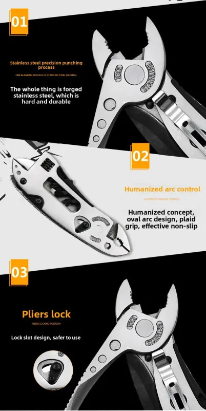 Adjustable Multi-Tool Knife EDC Gear Set Wrench, Screwdriver, Pliers Pocket Tool