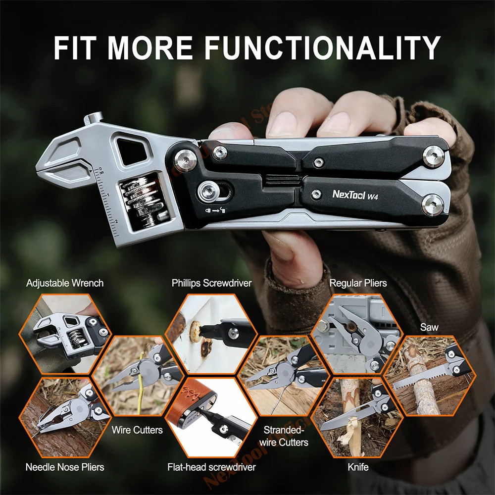 NexTool W4 Adjustable Wrench 11-In-1 Multitool Wrench Folding Pliers Knife Hand