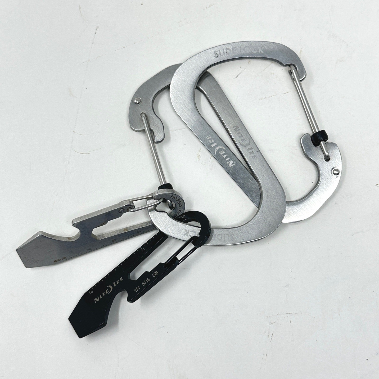 Nite Ize S-Biner SlideLock Carabiners and DoohicKey Multi-Tool Set Silver Black