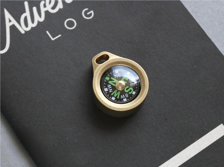EDC Brass Compass Survival Compass Portable Keychain Necklace Pendant Outdoor