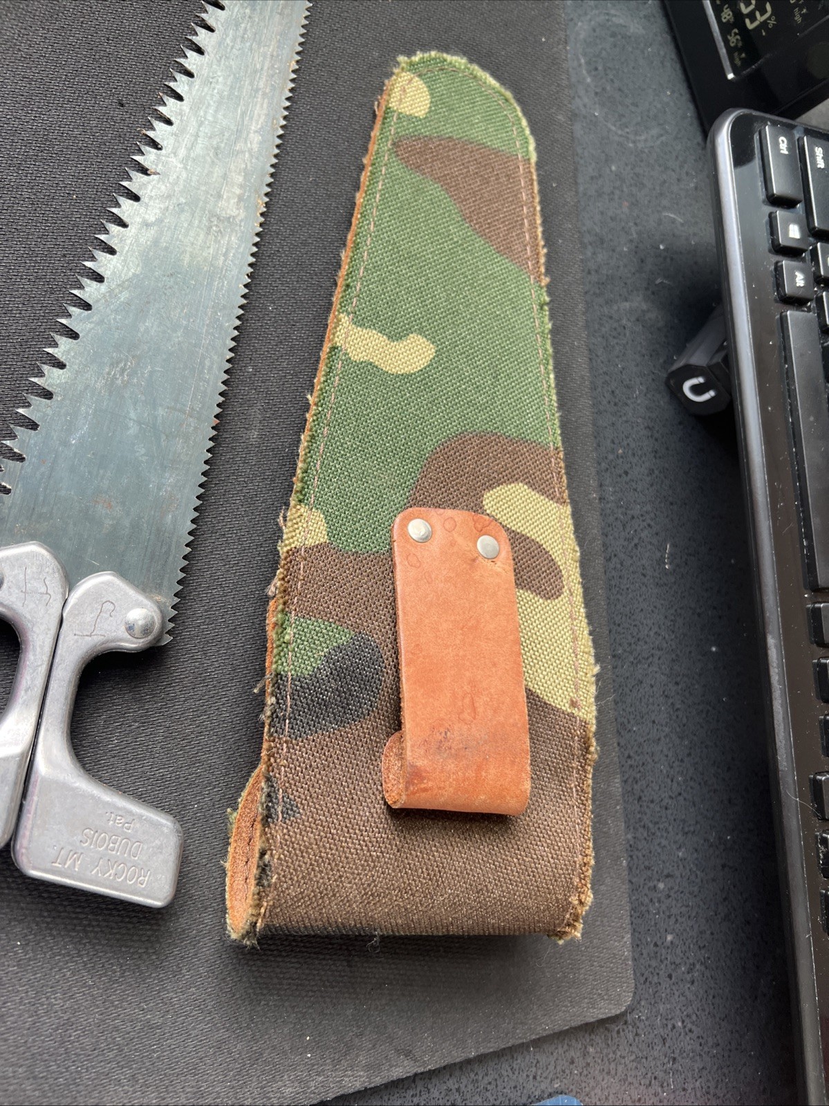 Rocky Mountain Pac Saw Vintage W/ Leather Sheath 12-1/2″ Long Nice ❤️camo