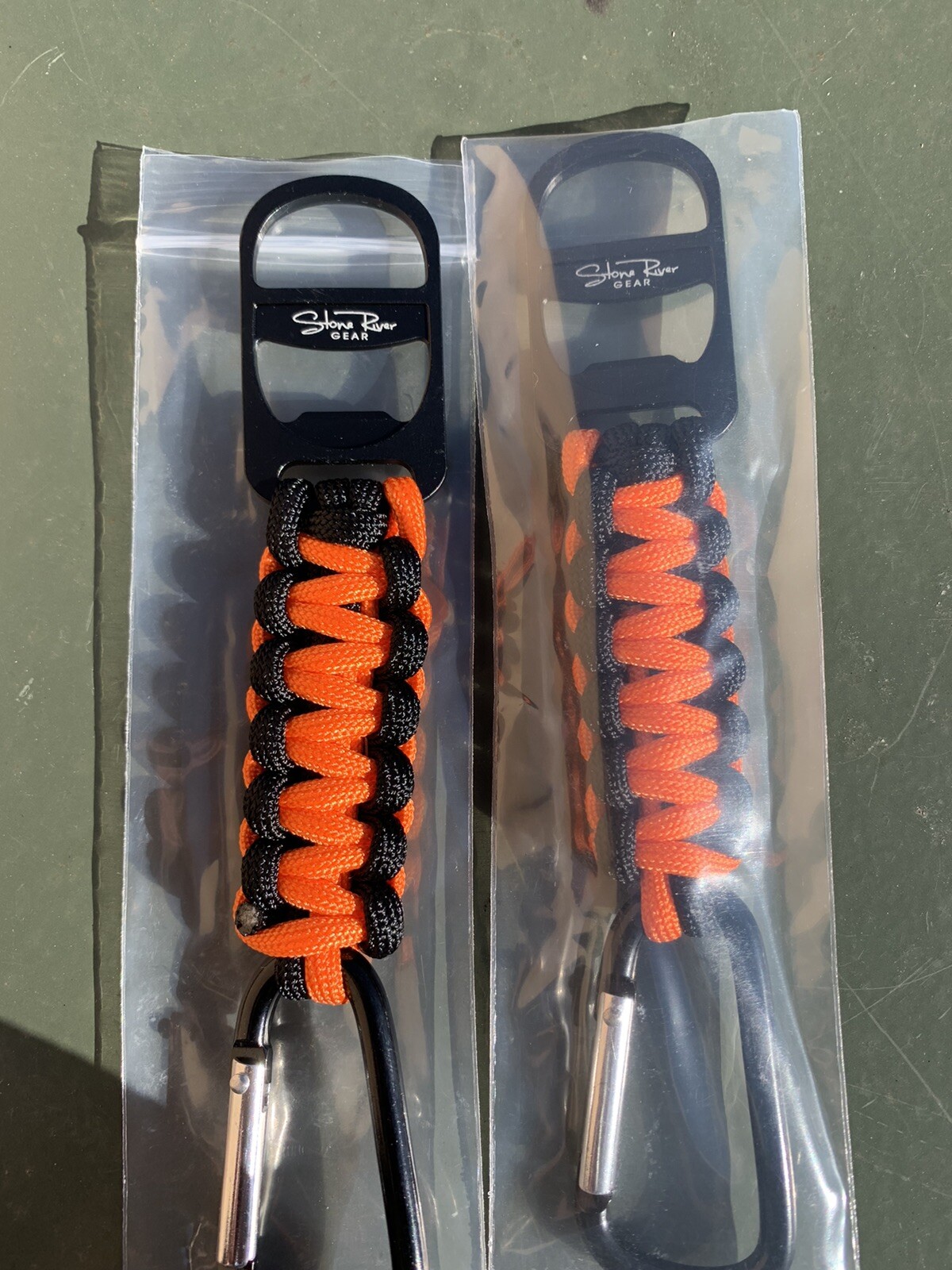Lot 2 NEW Stone River Gear Paracord Keychain With Bottle Opener & Carabiner