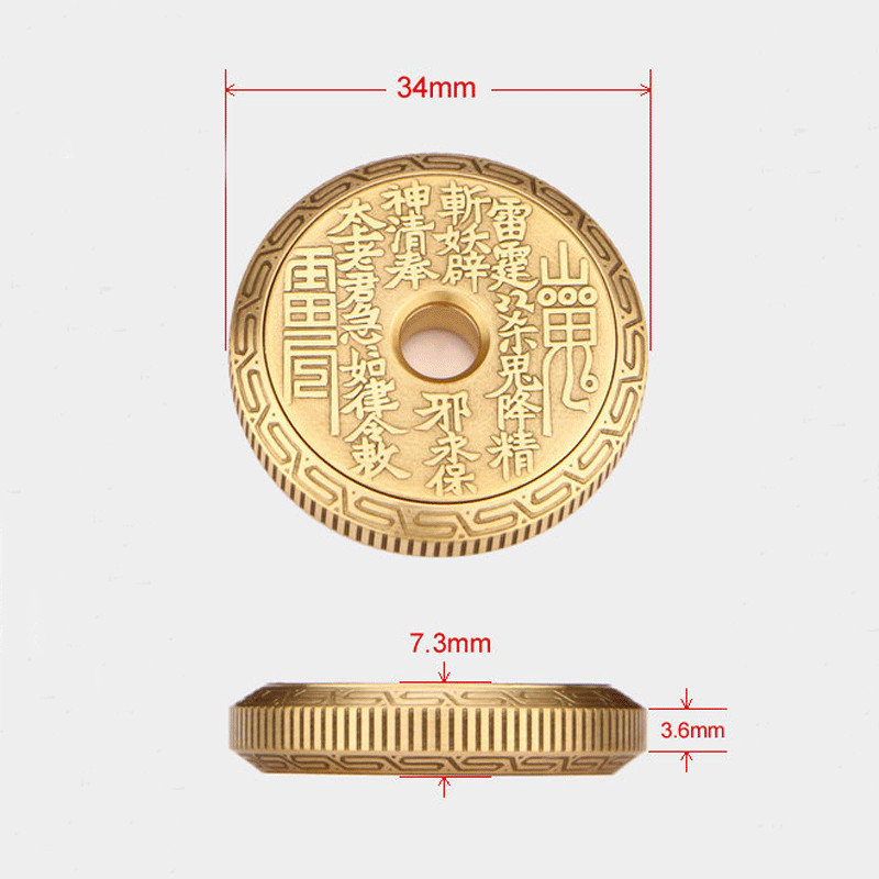 Solid Brass Fidget Slider Clicker Coin Tai Chi Haptic for Adult EDC Lucky Toys