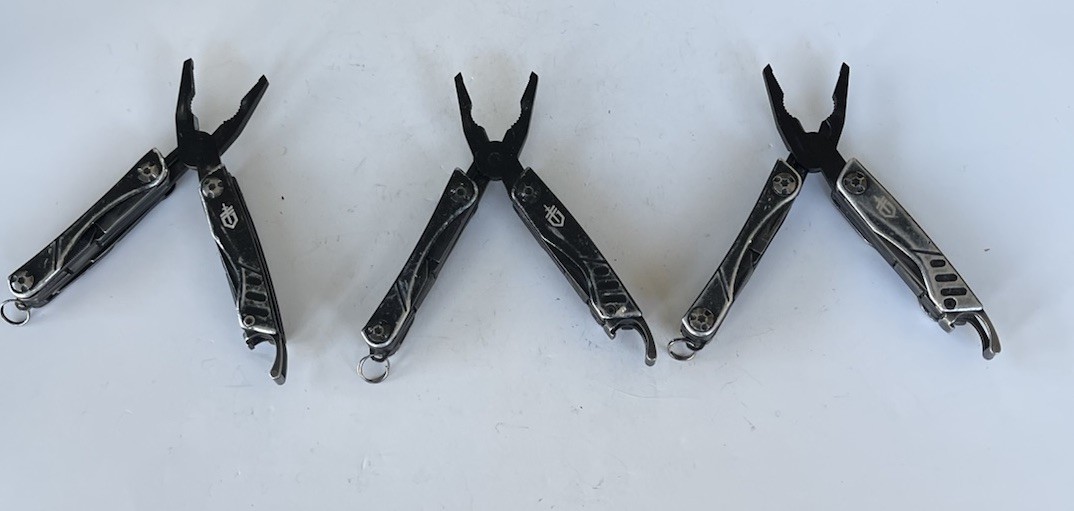 Lot 3 Gerber Dime Mini Multitools, Black, Good Condition, Plain Edge, Fast Ship!