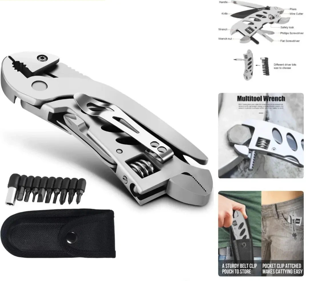Multitool Wrench Stainless Steel 7-in-1 Portable Folding Multi-Purpose Tool