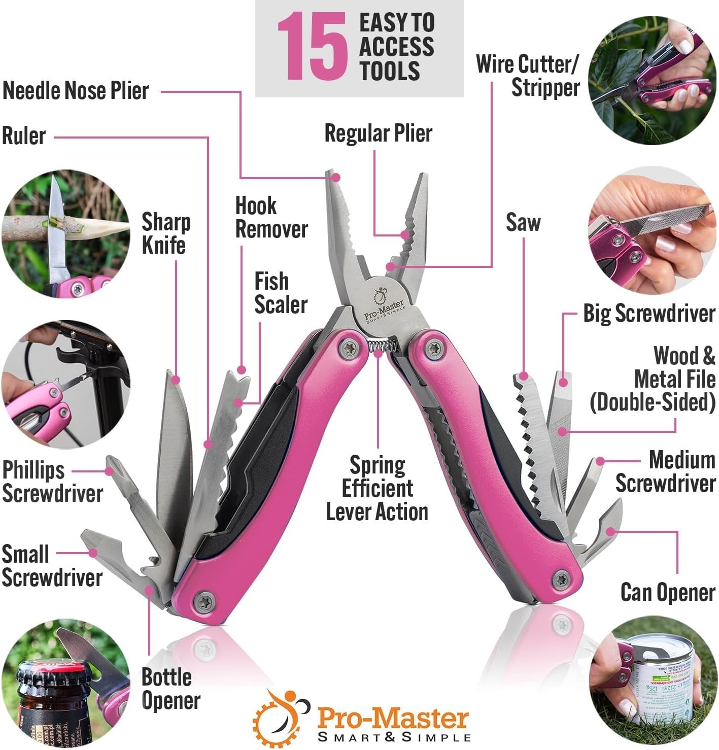 Pink Multitool 15-in-1 for Mom, Wife, Daughter, Grandma, Practical EDC Multi …