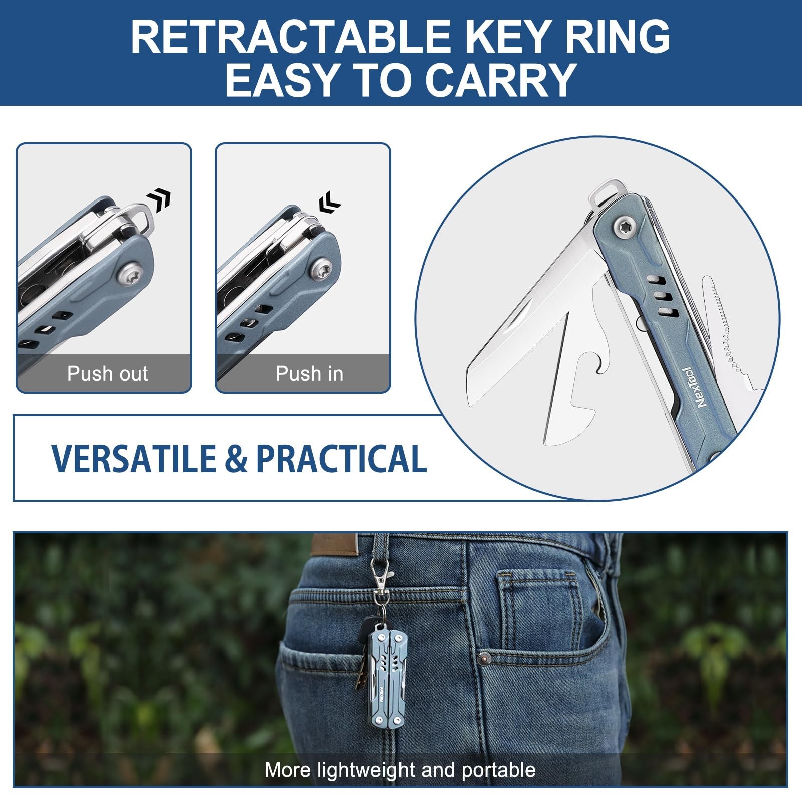 Mini Sailor S11 Keychain Multitool, 11-in-1 Compact EDC Pliers with Pocket , …