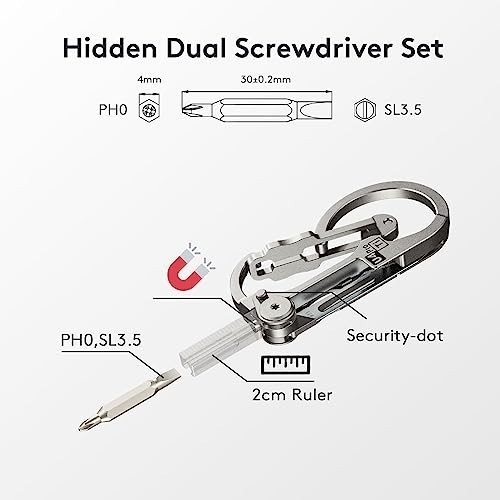 Compact Titanium Carabiner Keychain Multitool with Folding Knife & Screwdriver S