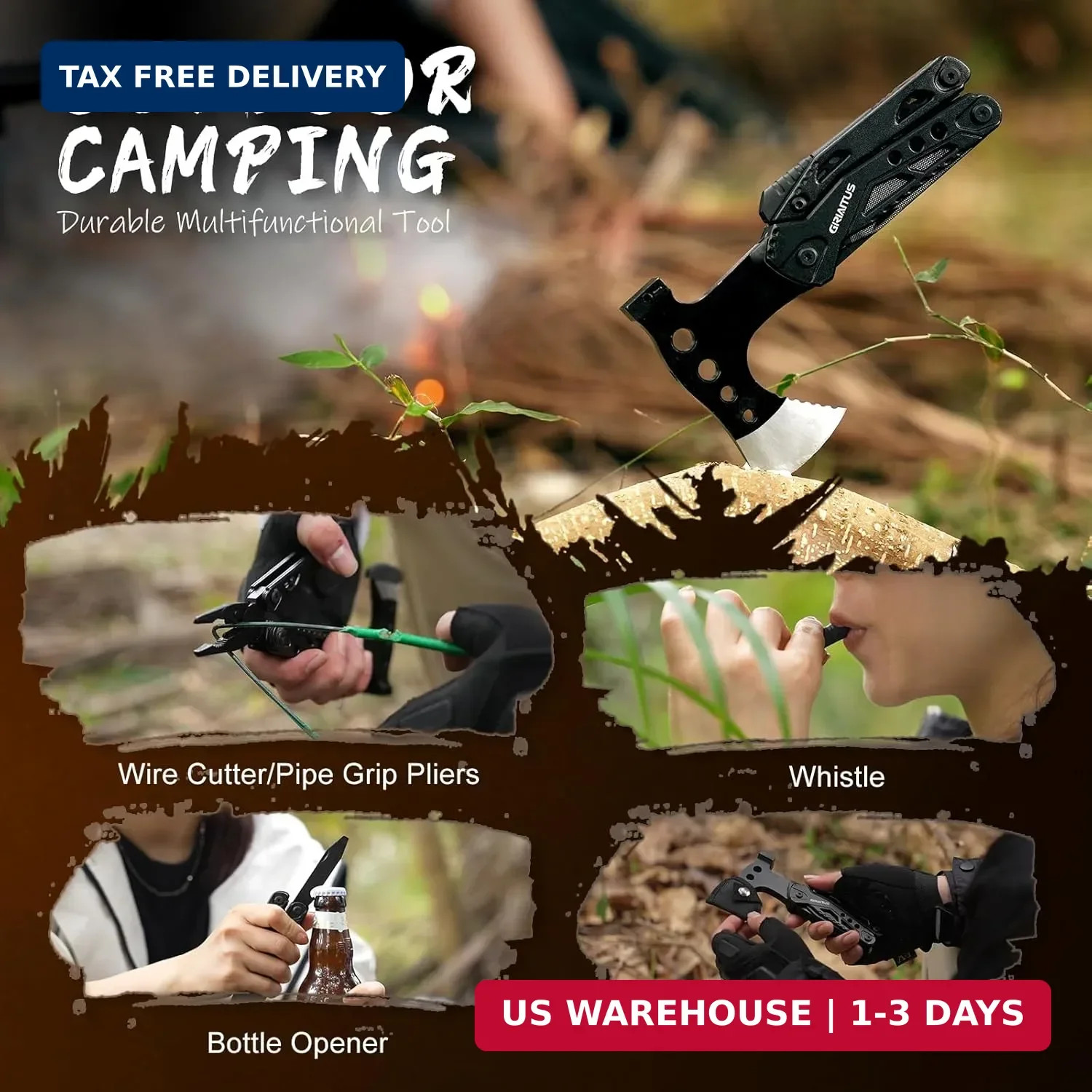 Camping Essentials Multitool Camping Accessories Gifts for Men 16 in 1 Multi Too