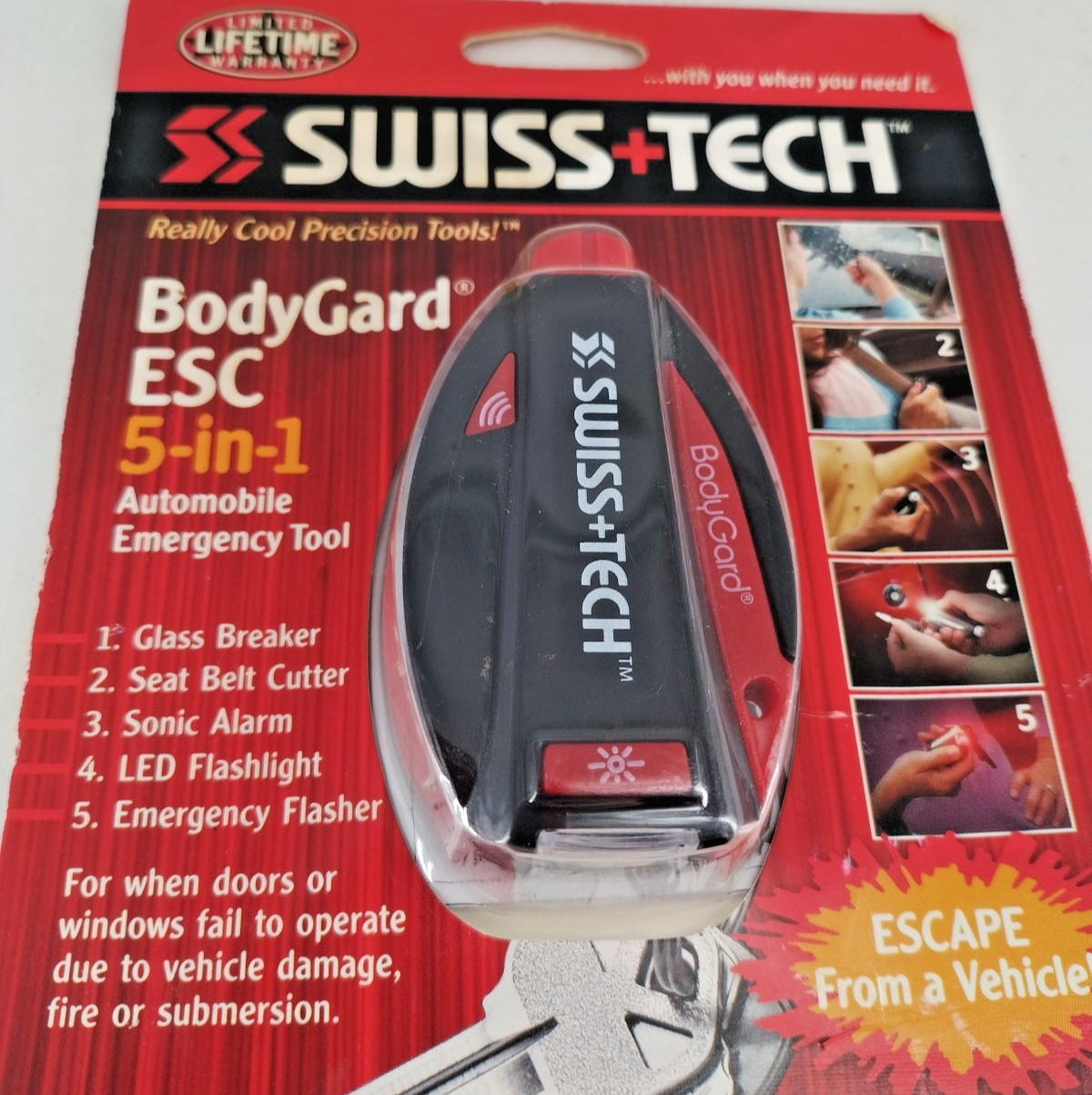 SWISS+TECH BODYGARD ESC 5-IN-1 Automobile Emergency Escape Tool SEALED
