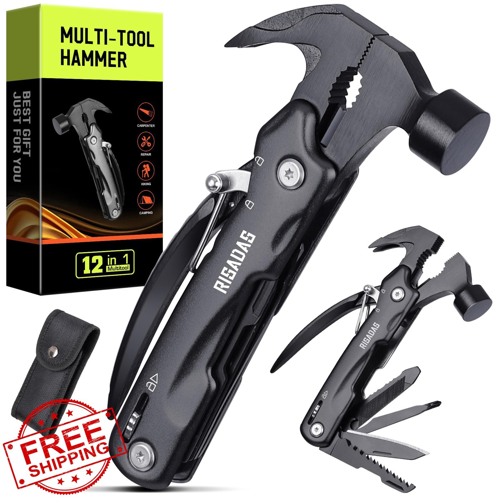 risadas Mens Multitool Hammer Claw Engraved