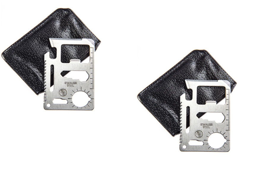 Survival Pocket Tool 11 Function Credit Card Size 2 Pack Lot