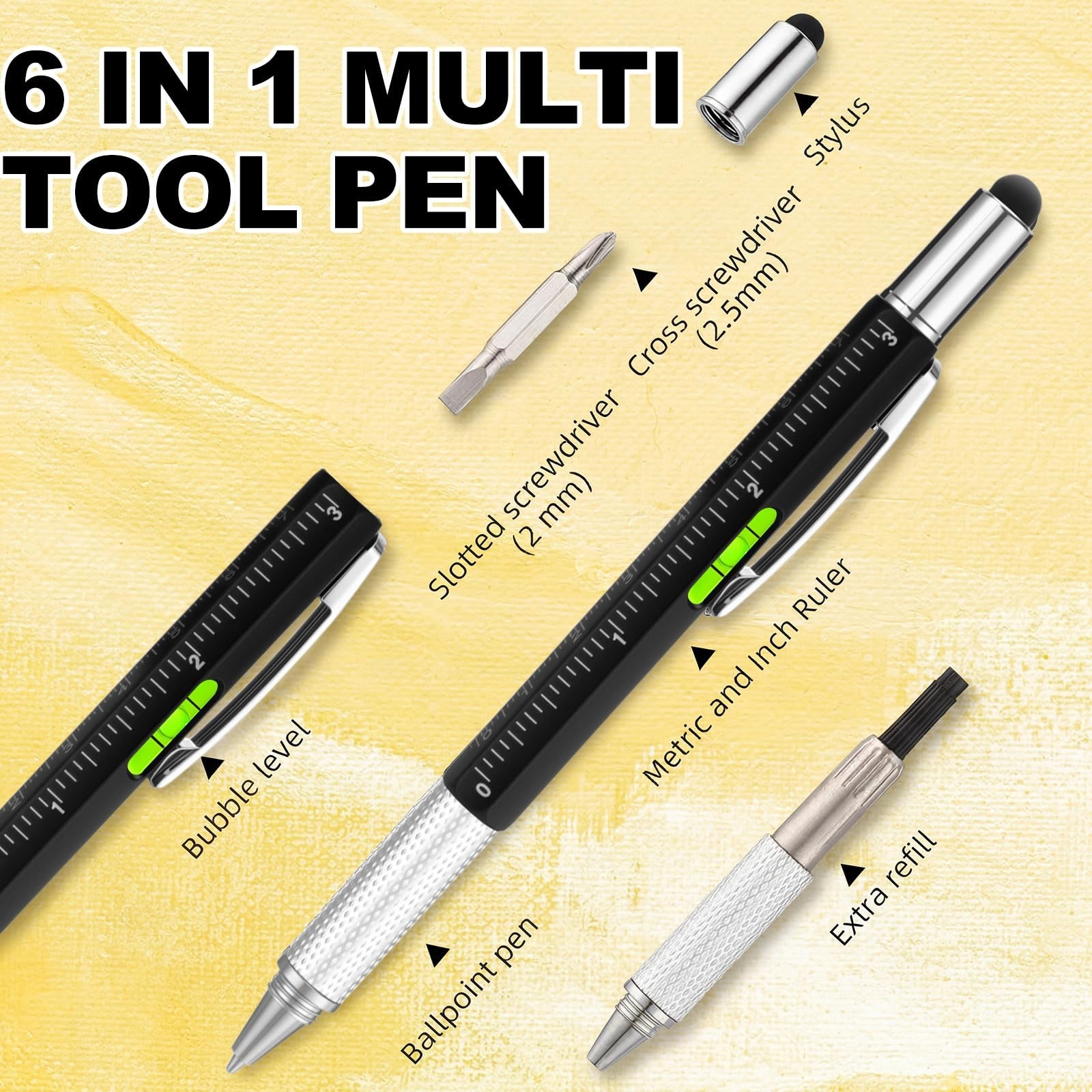 40 Pcs Multi Tool Gifts for Men – 6 in 1 Screwdriver Pen, Keychain, EDC Gadgets