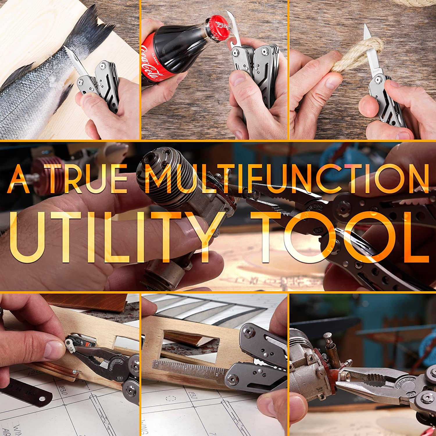 Multitool 24 In1 Mini Tools Knife Pliers +11 Bits Multi Tool All in One St.Steel