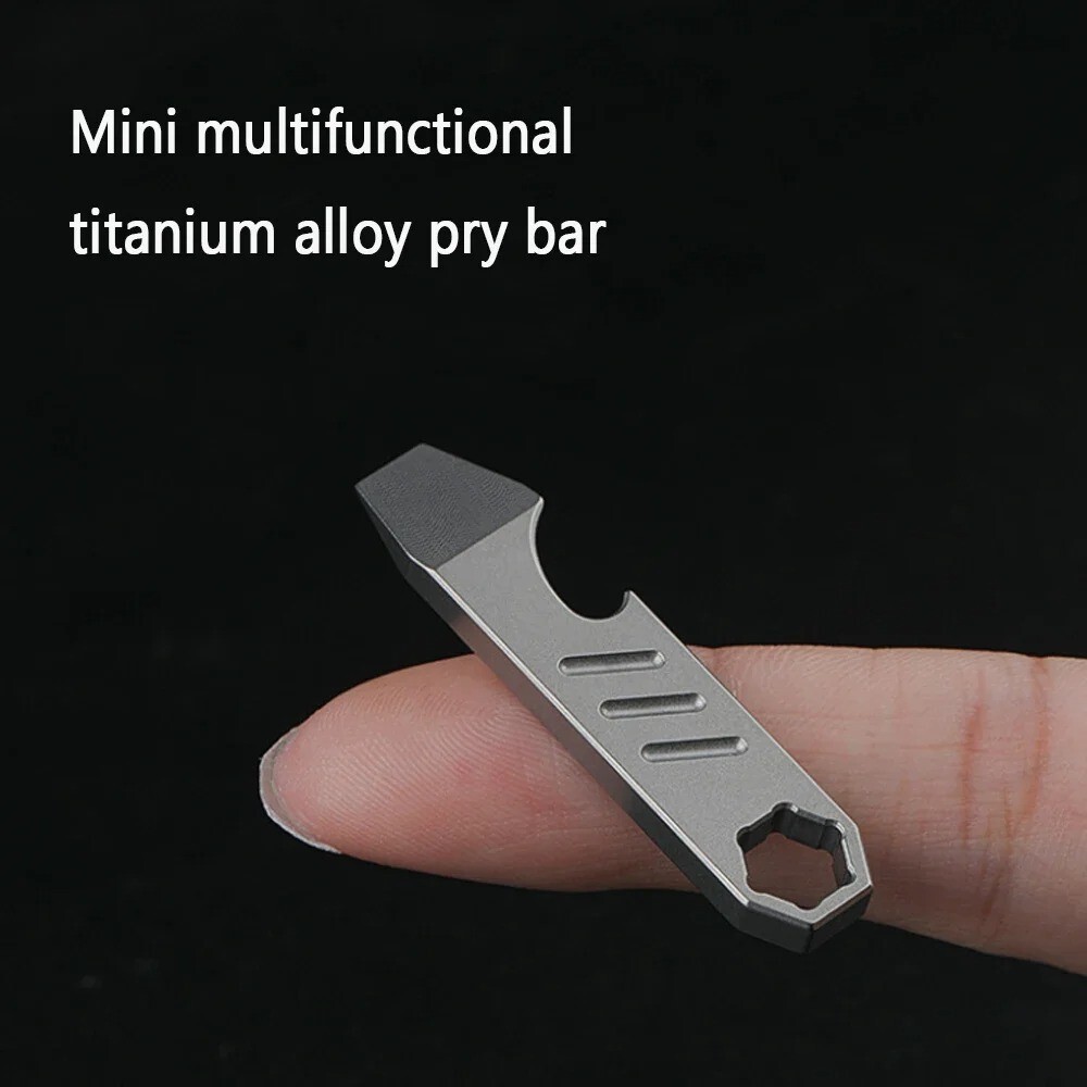 Mini TC4 Titanium Alloy Crowbar Bottle Opener Hexagon Wrench EDC Multi Pry Tool