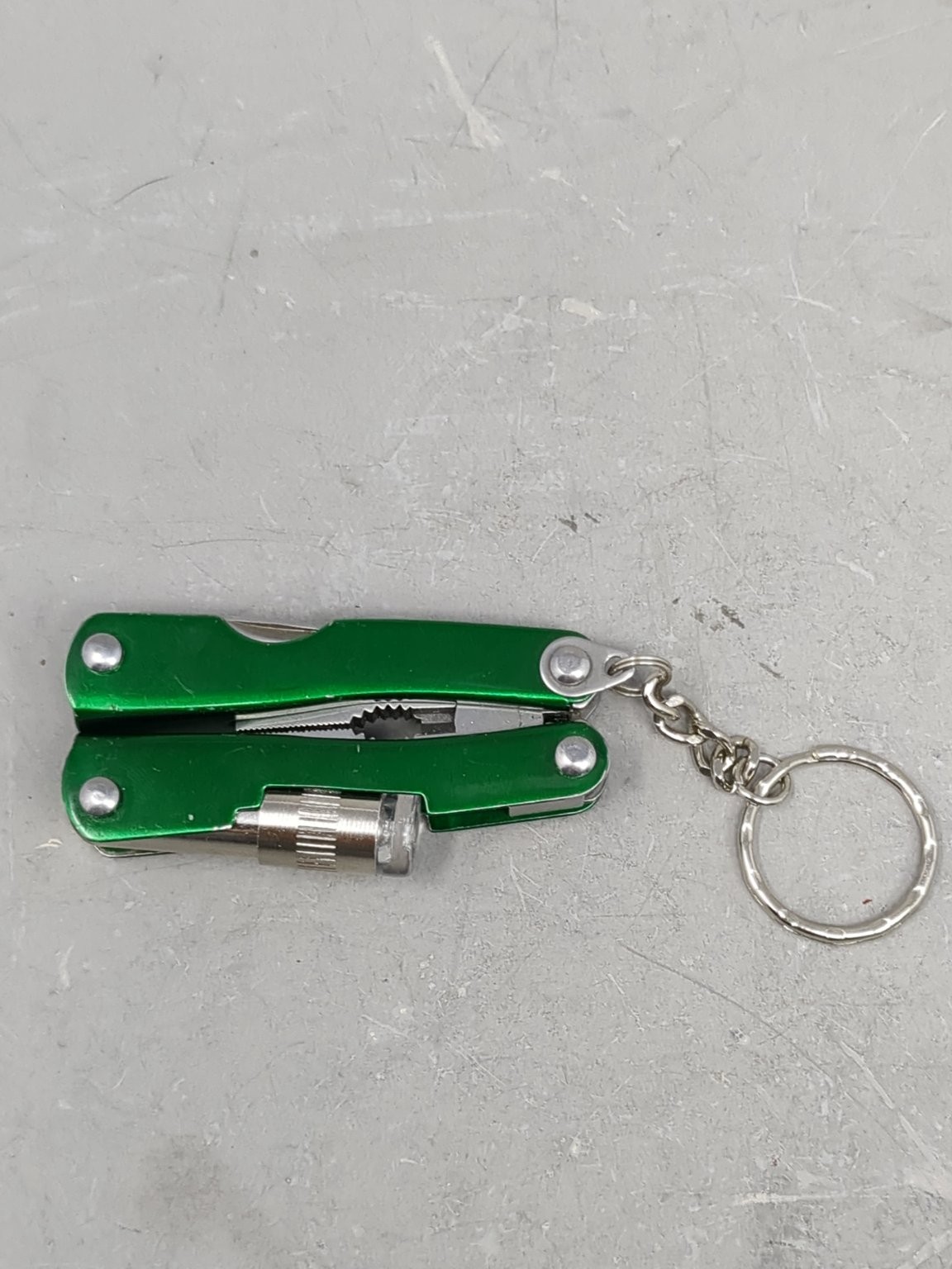 Cabela’s Green Multi-Tool with LED Light Pliers Knife Keychain * Needs Battery *
