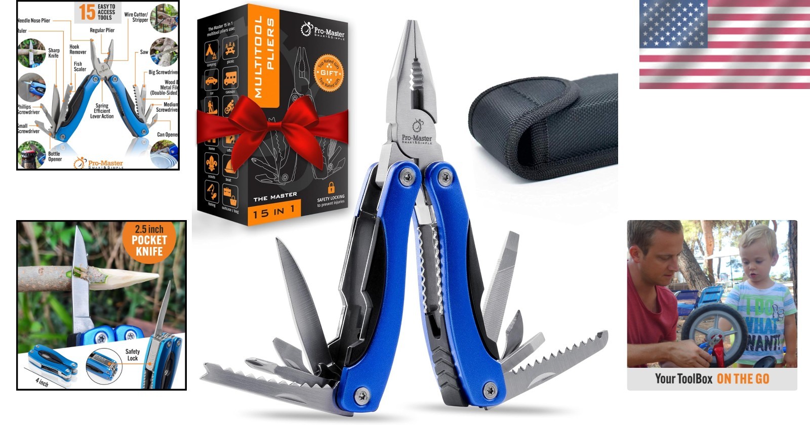 Compact EDC 15-in-1 Multitool with Safety Lock – Perfect for Home and Adventures