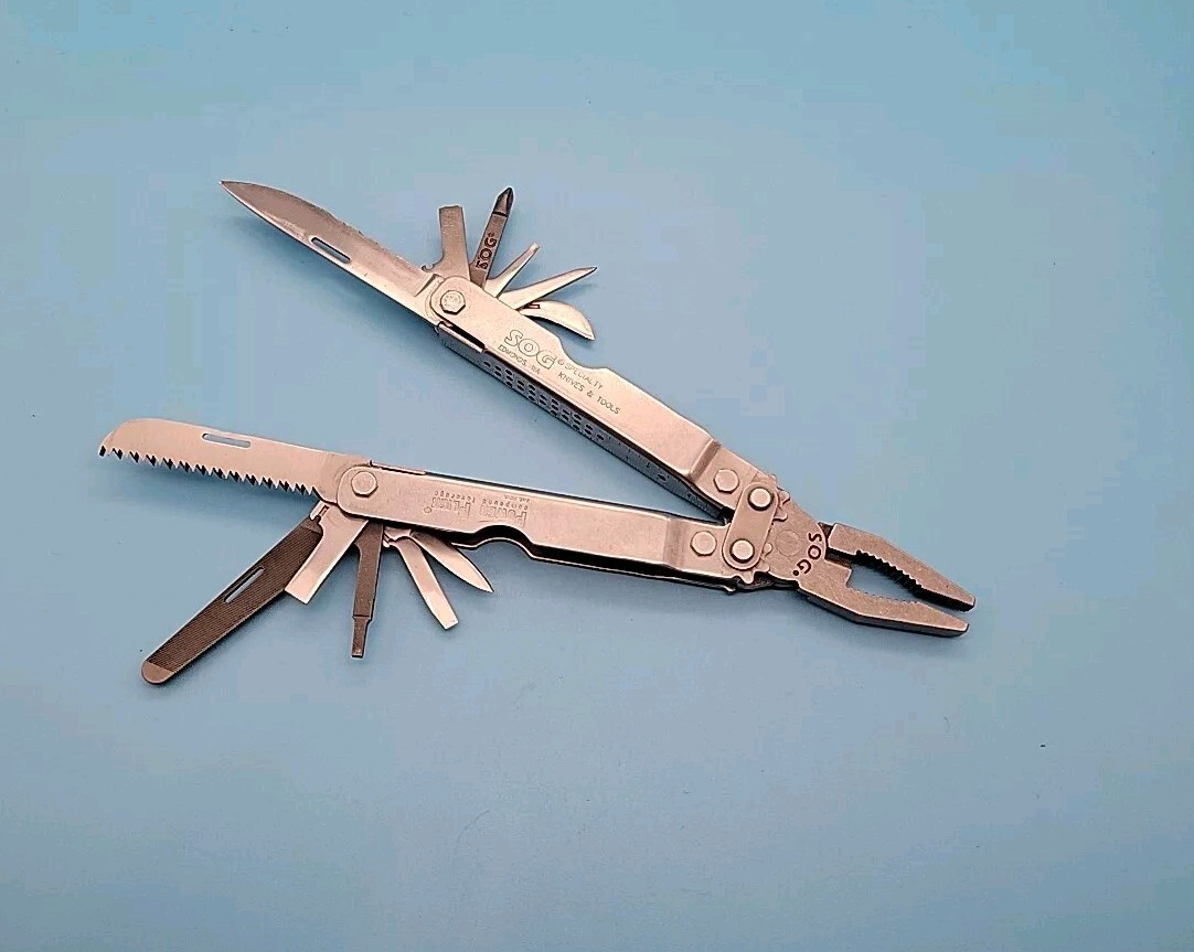 SOG Power Plier Multi-Tool – Rare Blunt Nose Pliers – Pocket Knife – Silver