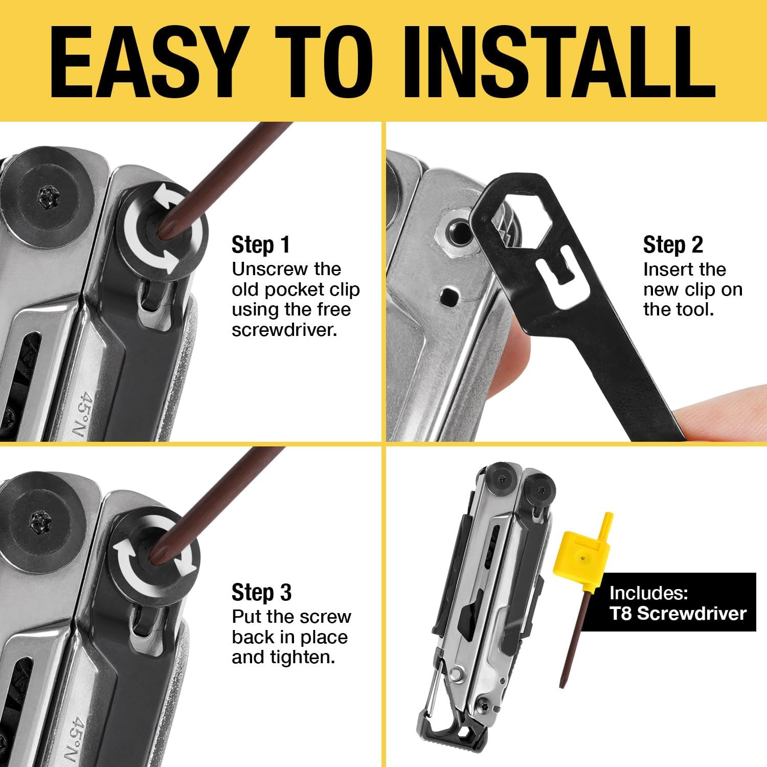 [2-Pack] Stainless Steel Pocket Clip – Perfect Fit For Leatherman Signal Multi-T