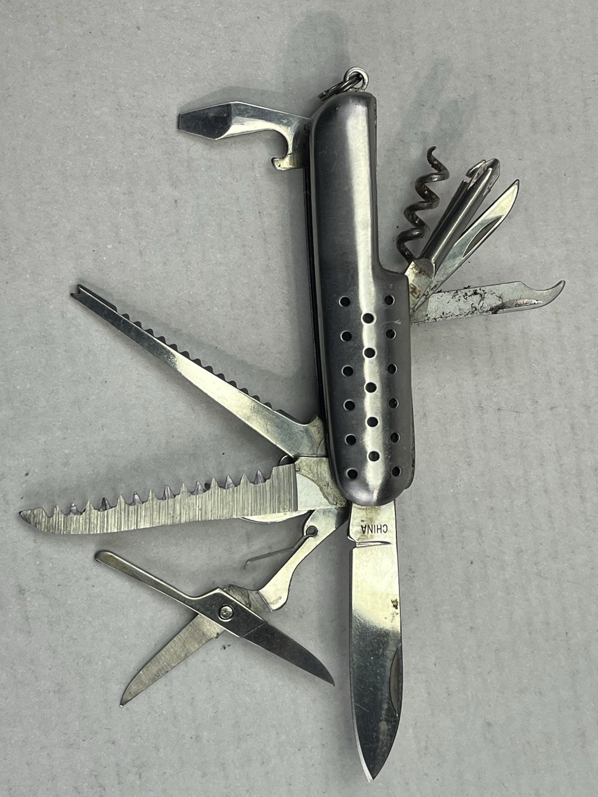Multi Tool Scissors Cork Screw File Folding Knife & More G