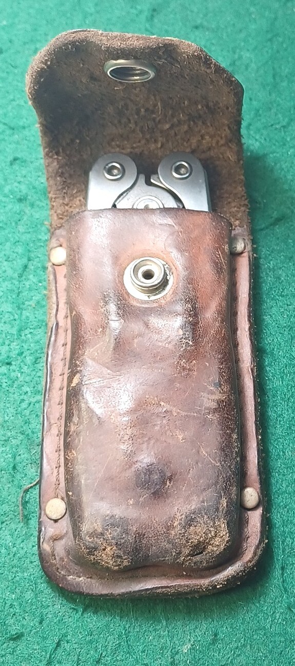 VINTAGE Schrade Tough Multi Tool W/ Original Brown Leather Sheath