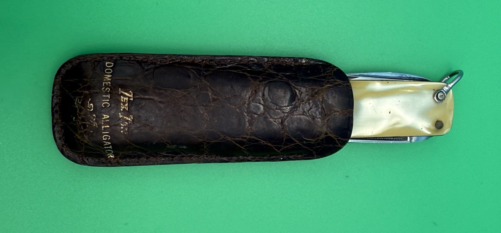 CEM-Maniago Vintage Stainless Steel Folding Knife 4 Tools with Alligator Sheath