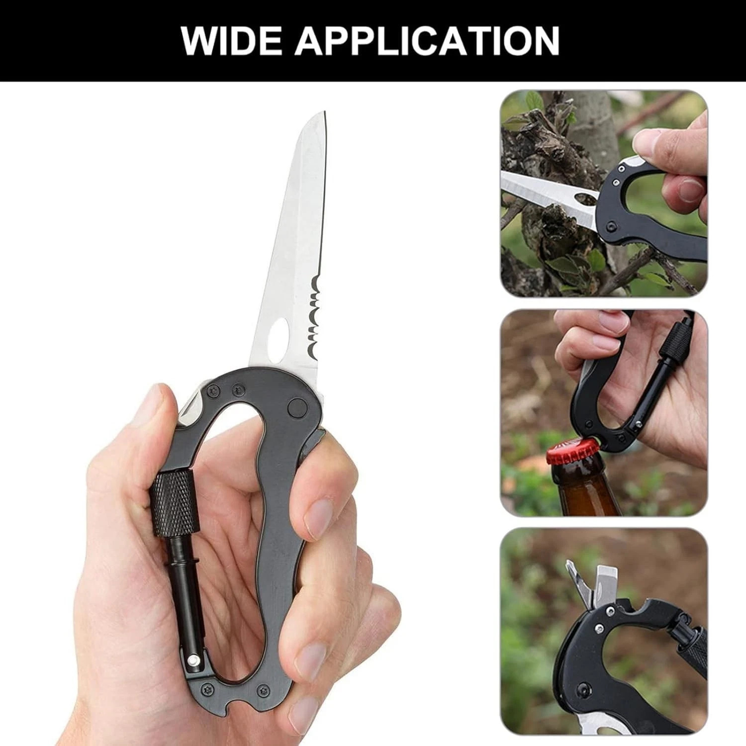 Multitool Carabiner with Pocket Knife Keychain Clip Screwdriver Bottle Opener US