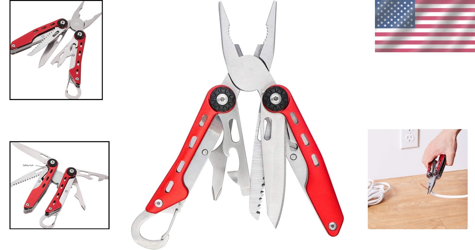 Compact 10-in-1 Multitool with Needlenose Pliers & Safety Lock – Outdoor Ready